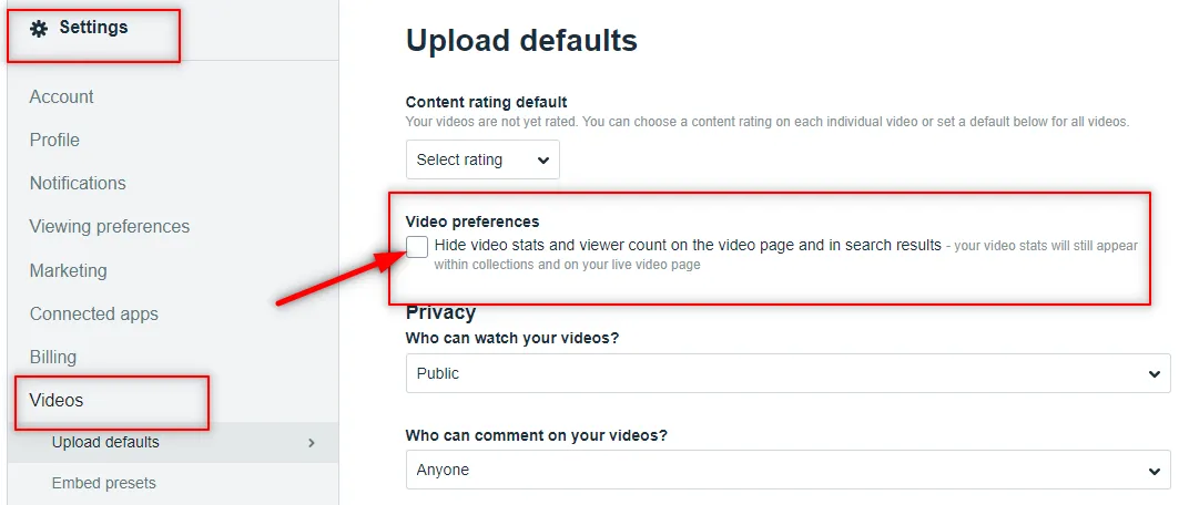 How to hide view counts on Vimeo