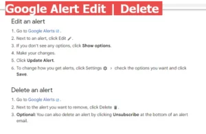 Google alert edit