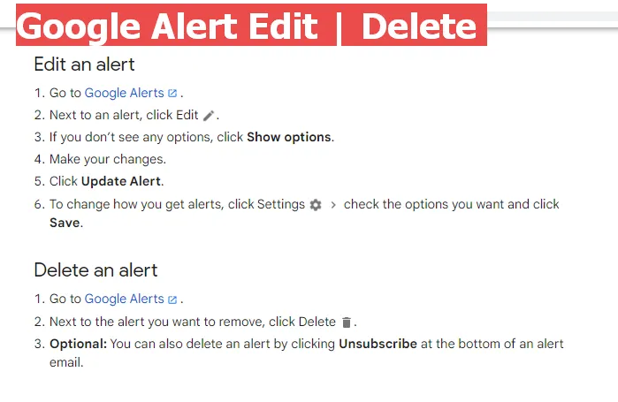 Google Alert Edit Guide