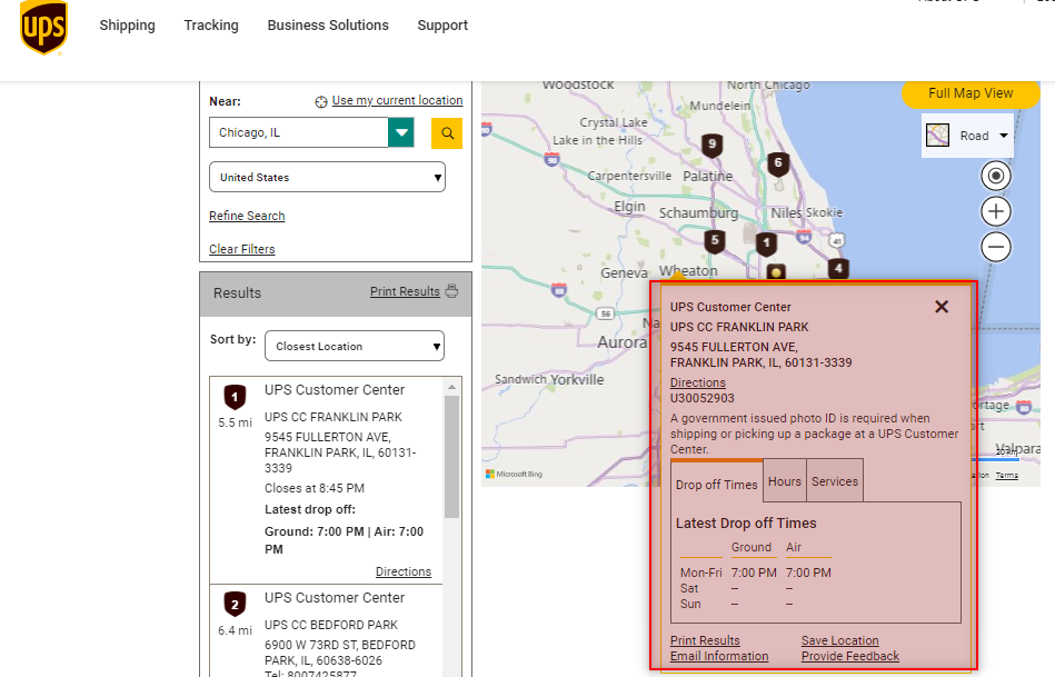 uPS store drop off near me