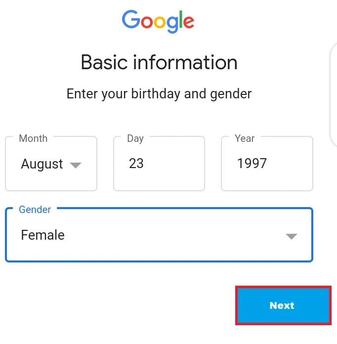 Basic Information, DOB and gender 