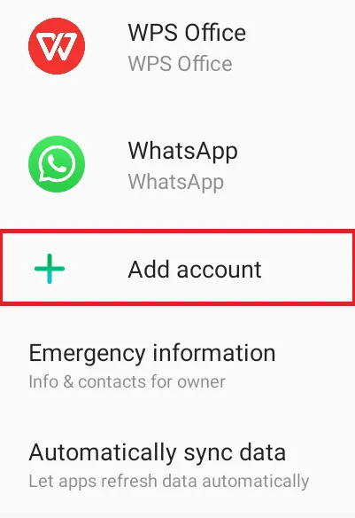 Tap add accounts